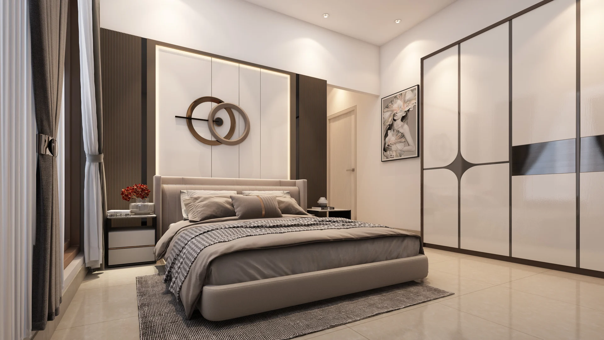 Spacious bedroom interior in Porur apartments, designed for comfortable living in modern flats