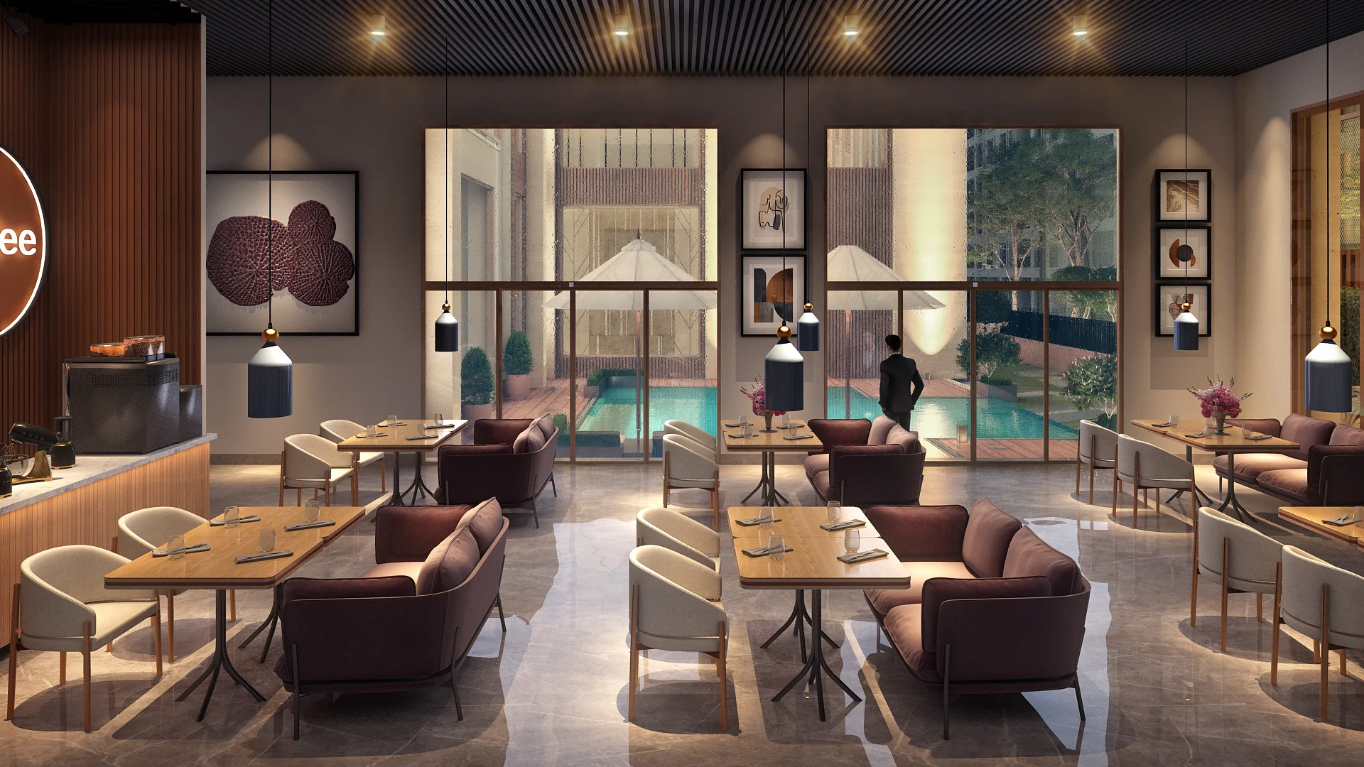 Upscale cafe lounge in Porur apartments, offering premium lifestyle amenities for modern flats.