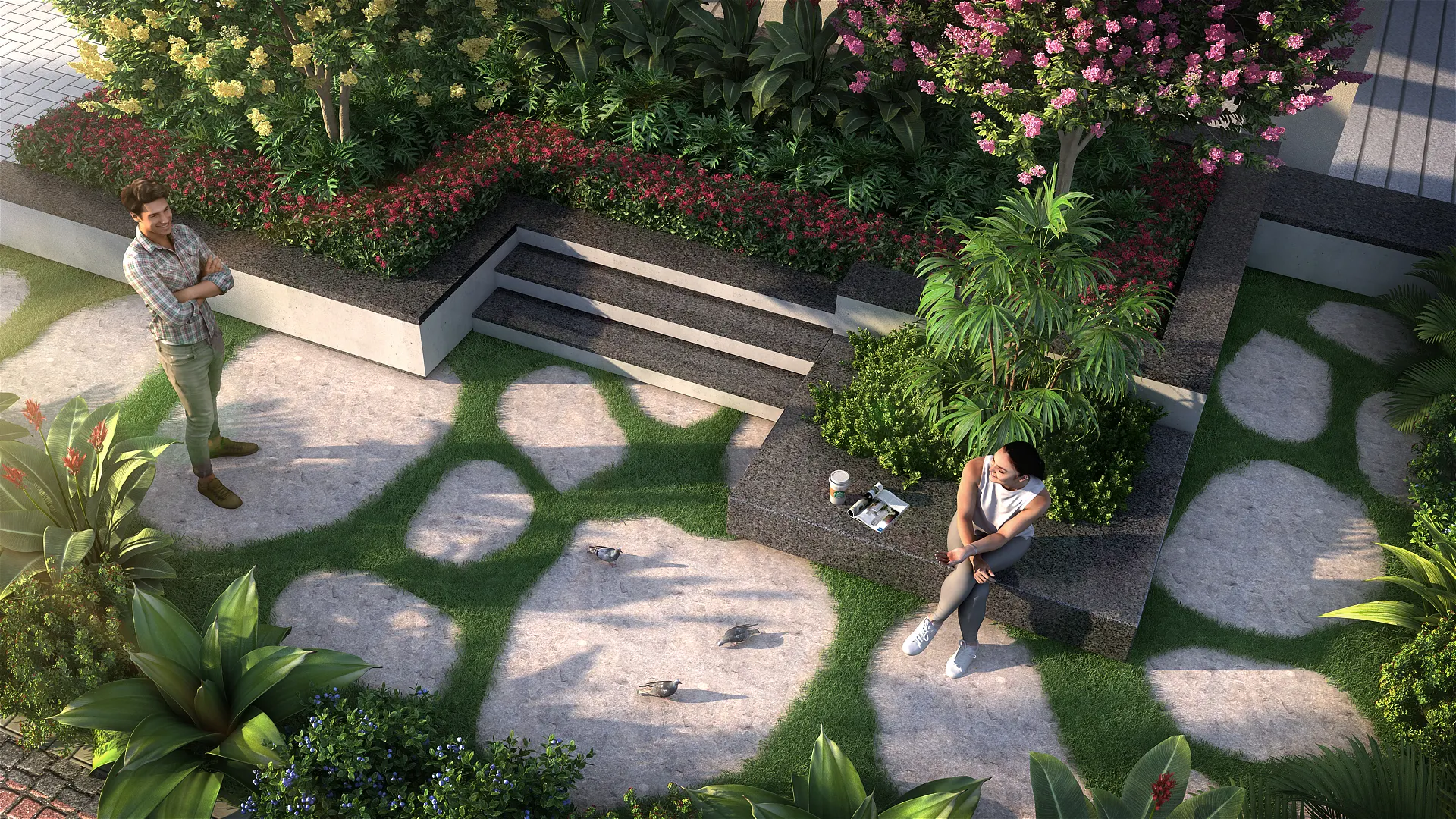 Open seating area in porur flats and apartments surrounded by landscaped gardens