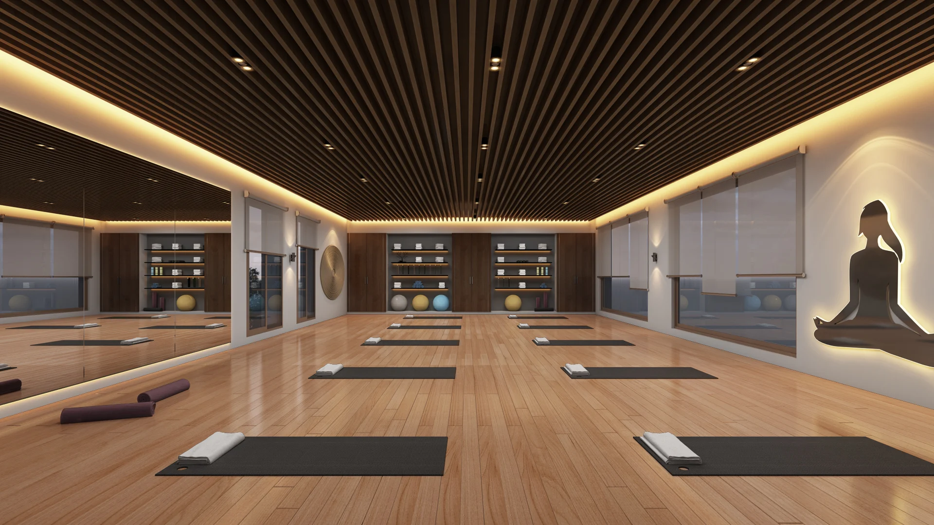 Spacious yoga room amenity inside premium porur flats and apartments with wooden flooring
