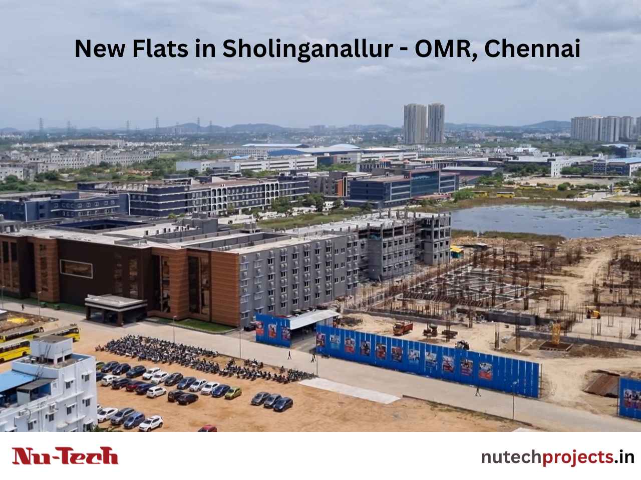 An original aerial view photograph of apartments in Sholinganallur on OMR, Chennai